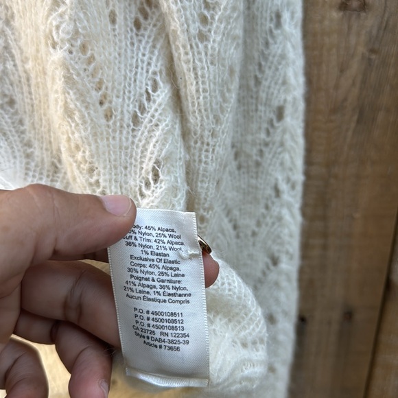 Wilfred Cream Cardigan Sweater with Lacey Knit - Picture 8 of 9